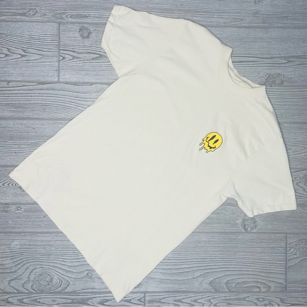 Eighty eight short sleeve t shirt embroidered patch melting smiley face cotton s